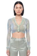 Sky Blue V Neck Short Cardigan 1