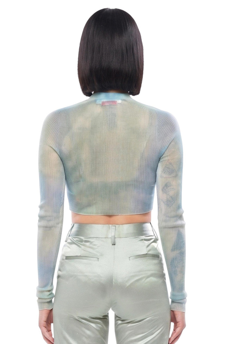 Sky Blue V Neck Short Cardigan 2