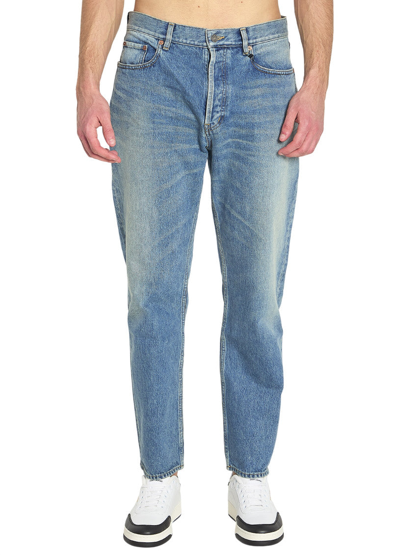 Blue Tapered Mid Rise Jeans 1