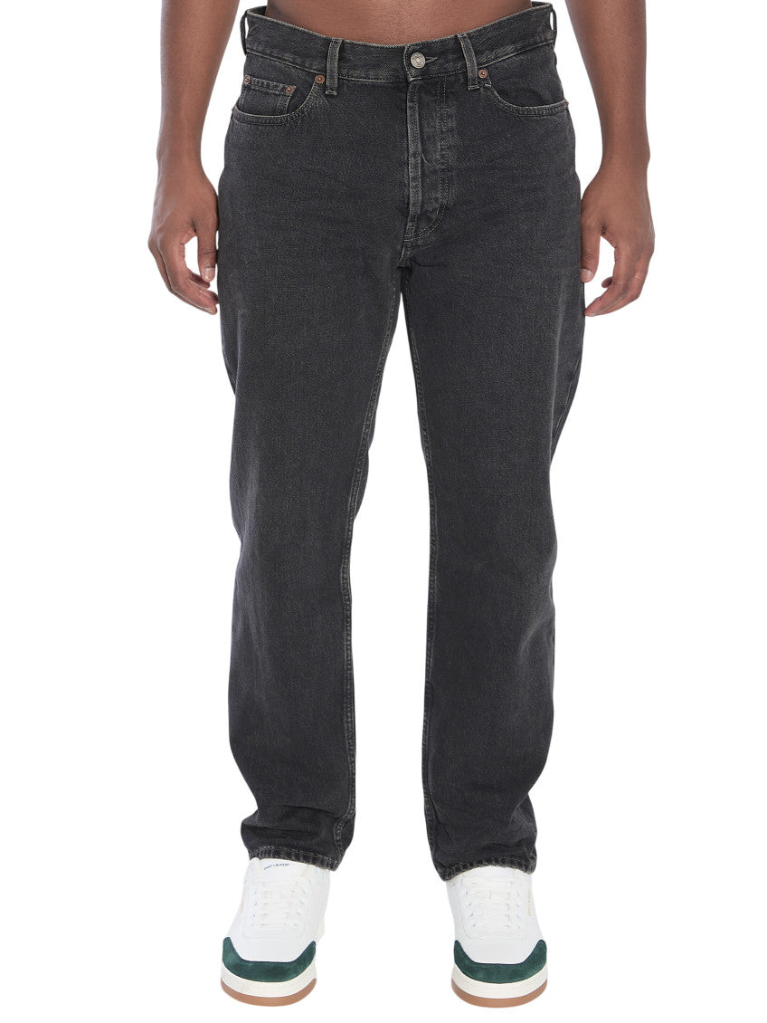 Black Straight Mid Rise Jeans 1