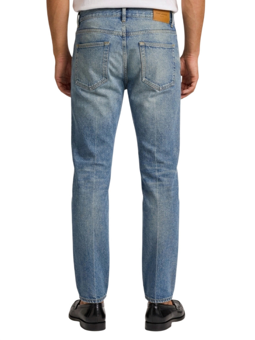 Blue Tapered Mid Rise Jeans 3