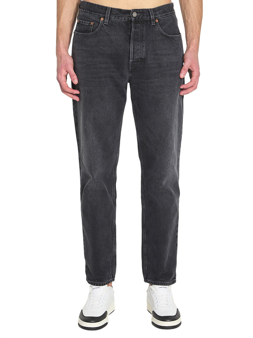 Black Straight Mid Rise Jeans 1