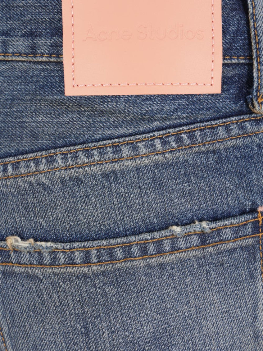 Blue Straight Mid Rise Jeans 4
