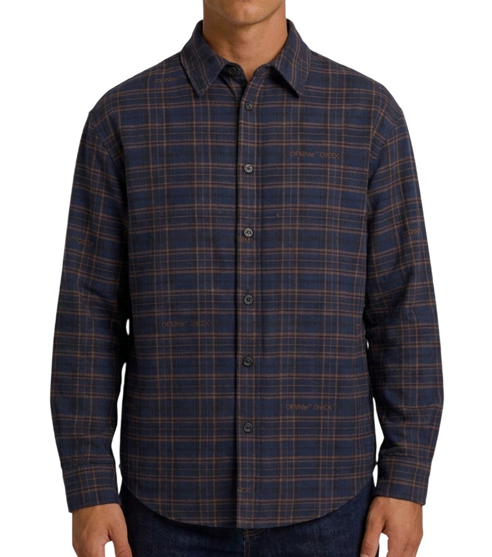 Dark Blue Relaxed Plaid Shirt 1
