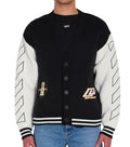 Black V Neck Varsity Cardigan 1