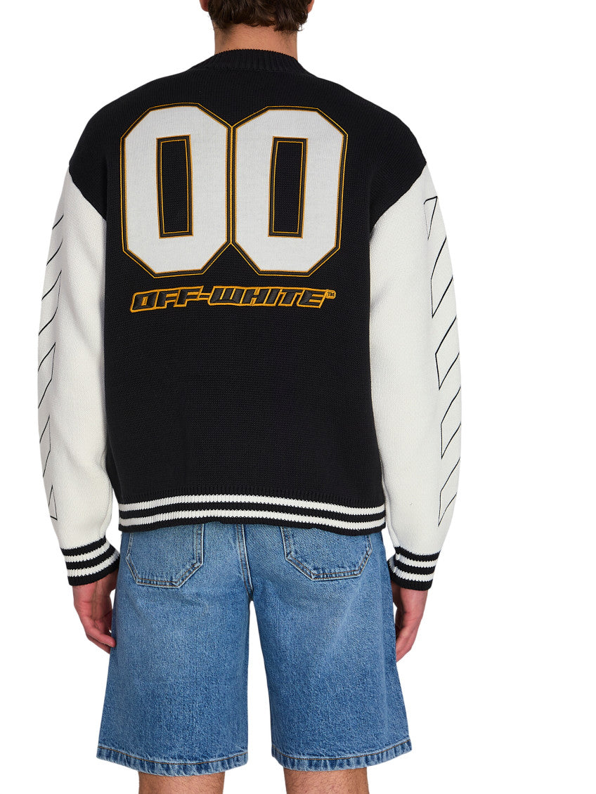 Black V Neck Varsity Cardigan 3