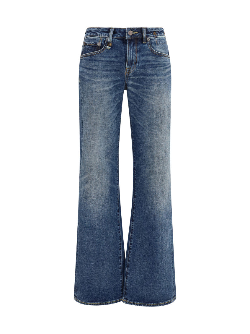 Dark Blue Flared Mid Rise Jeans 1