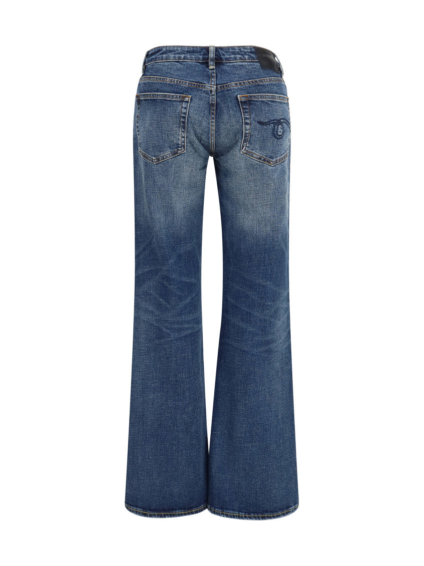 Dark Blue Flared Mid Rise Jeans 2