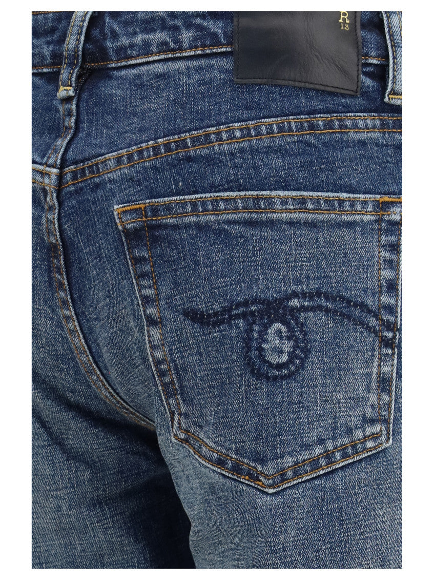 Dark Blue Flared Mid Rise Jeans 3