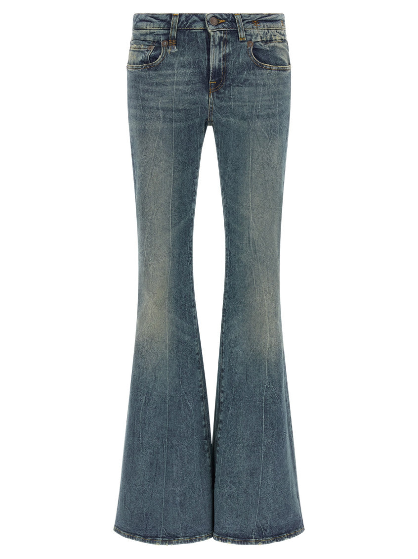 Blue Flared Low Rise Jeans 1