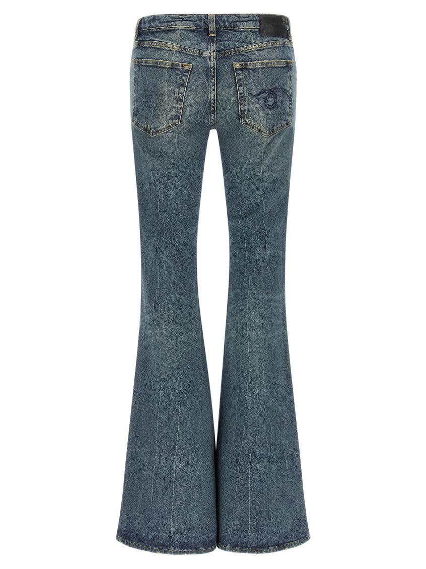 Blue Flared Low Rise Jeans 2