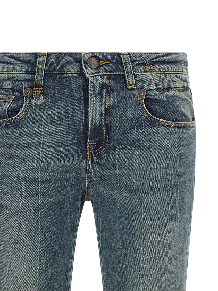 Blue Flared Low Rise Jeans 3