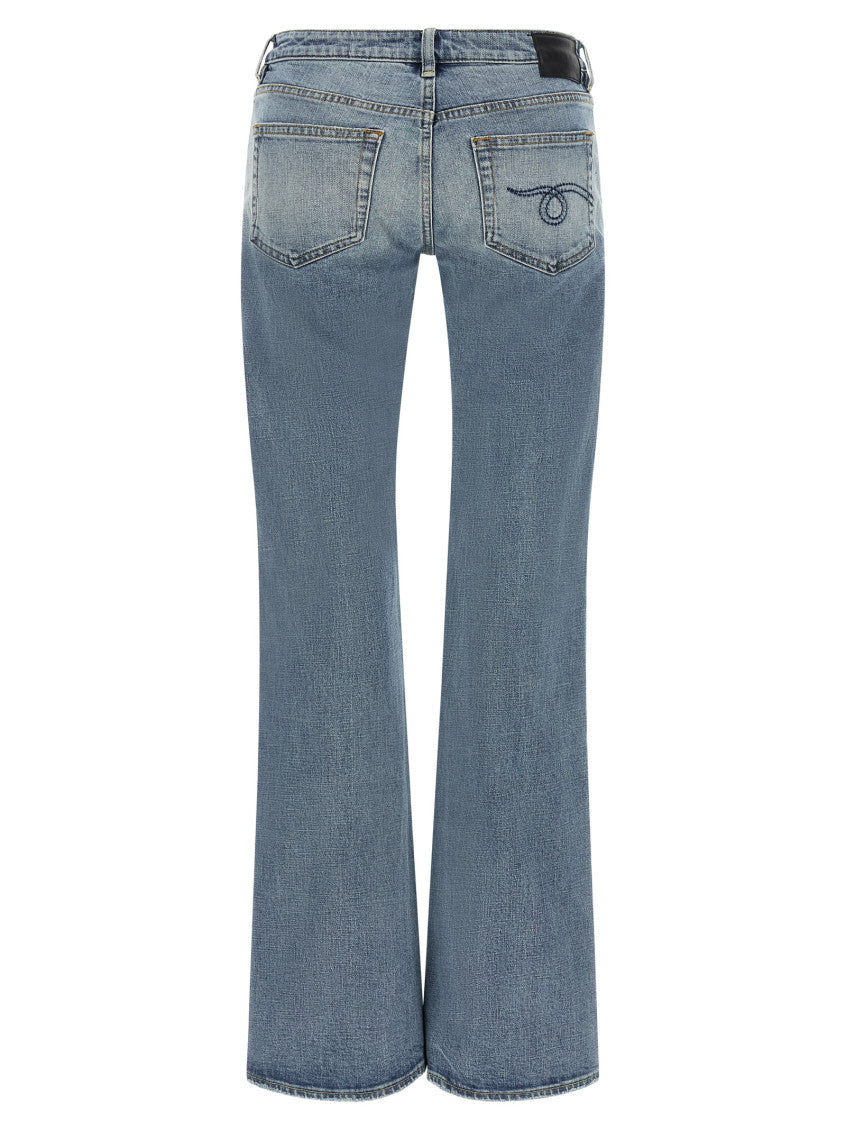 Blue Flared Low Rise Jeans 2