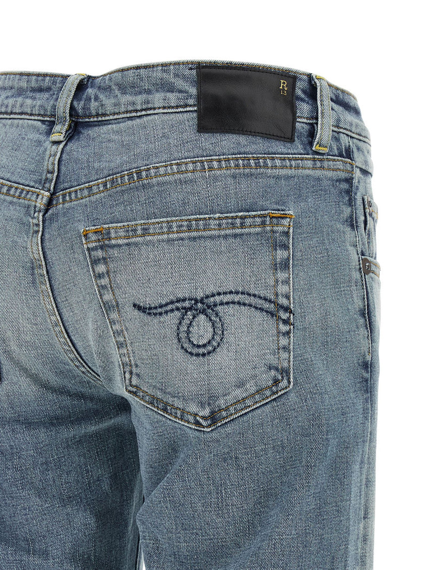 Blue Flared Low Rise Jeans 4