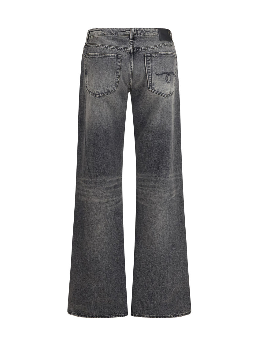 Grey Straight Mid Rise Jeans 2