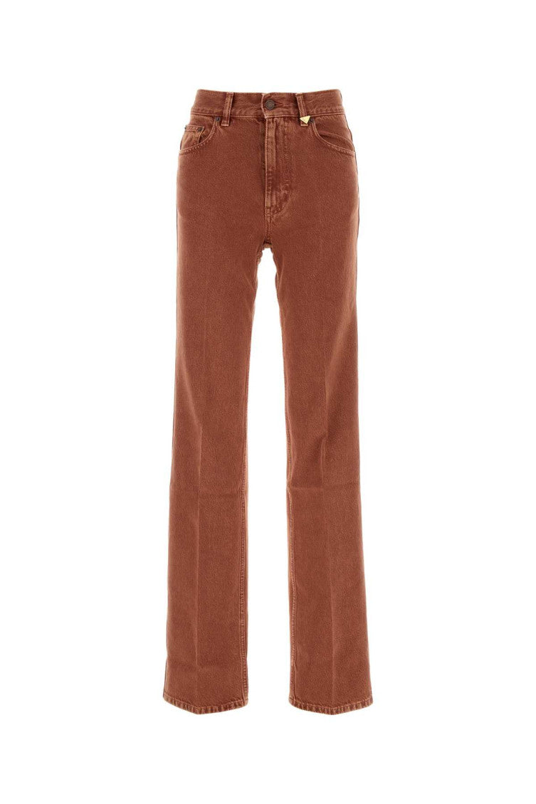 Brown Straight High Rise Jeans 1