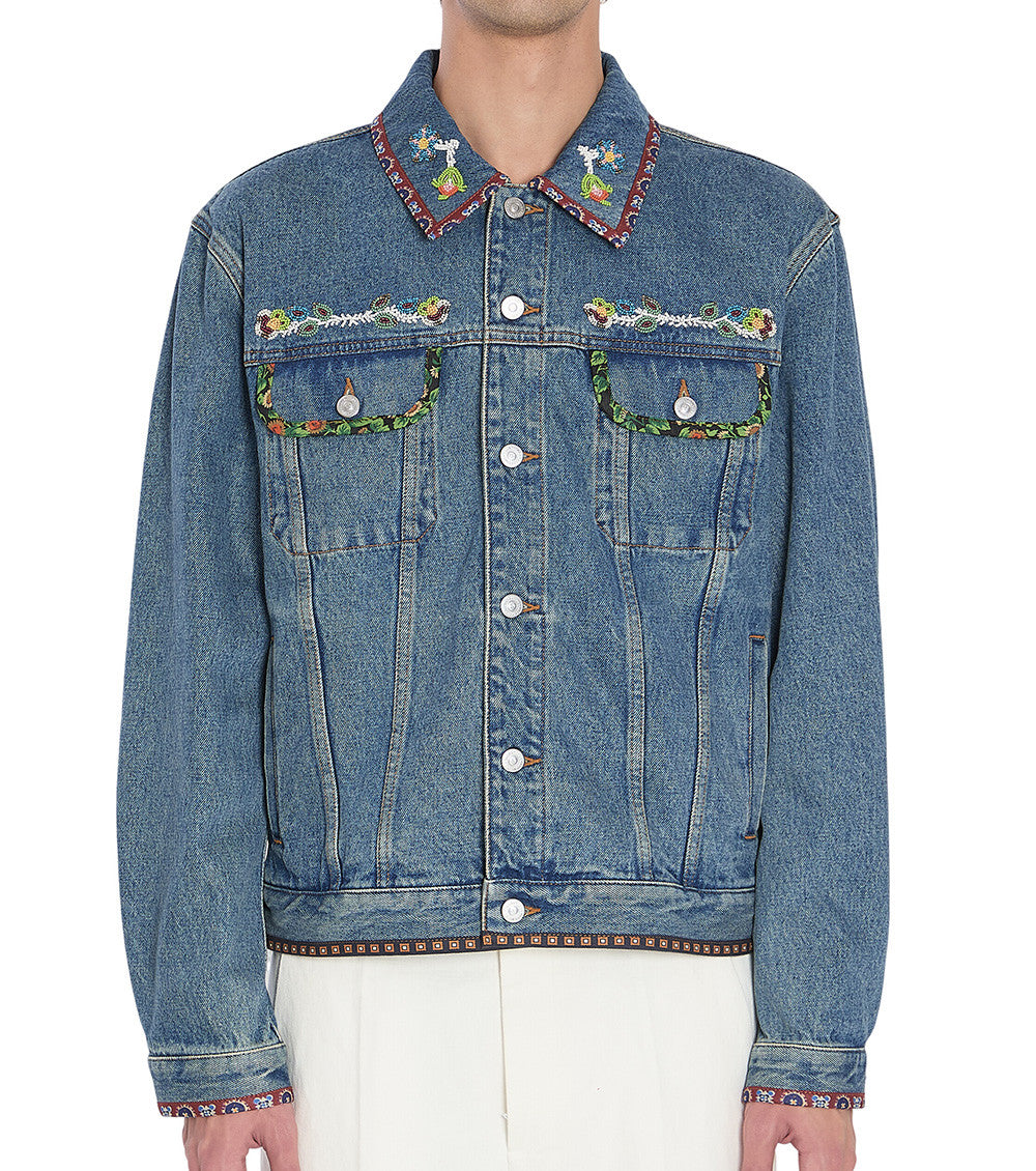 Blue Embroidered Denim Jacket 1