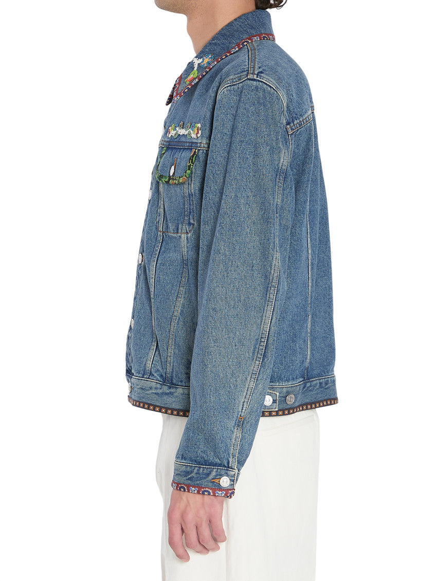 Blue Embroidered Denim Jacket 2