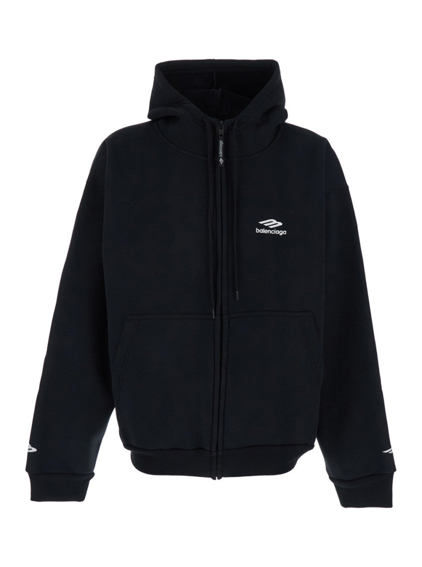 Black Relaxed Zip Up Hoodie 1