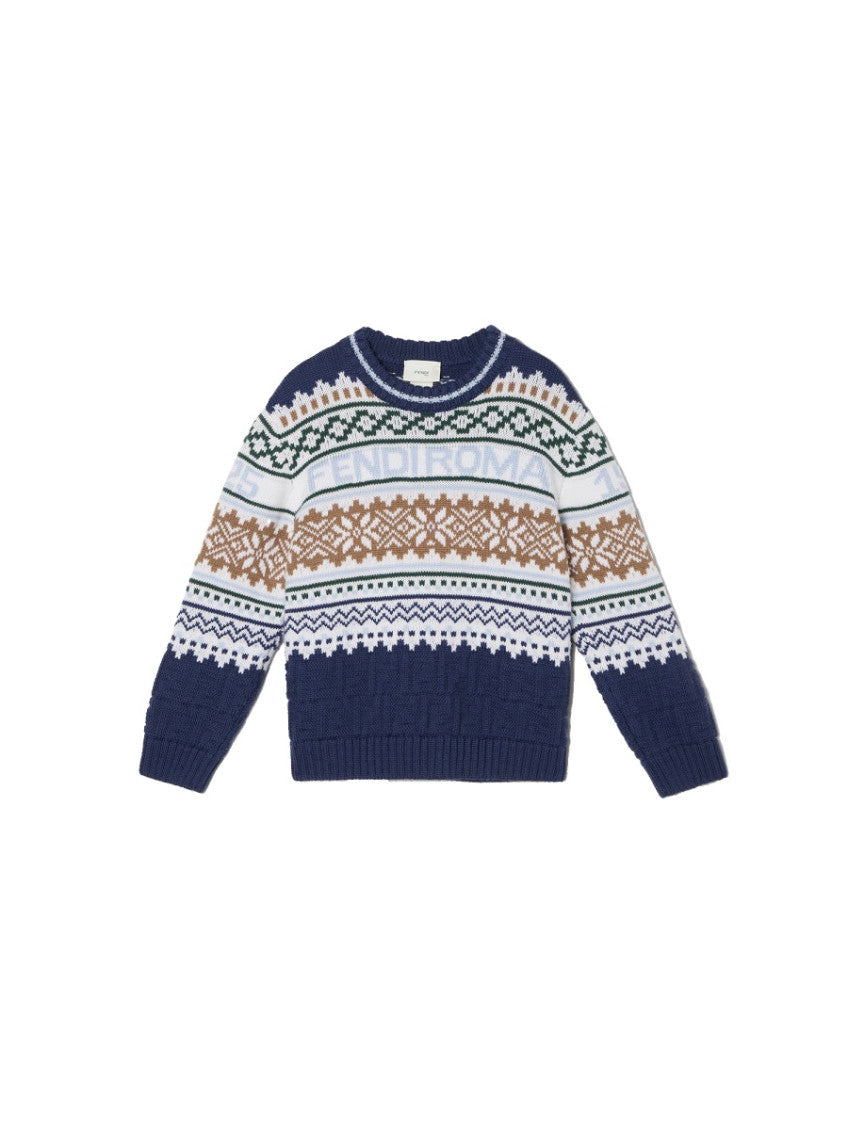 Girls Multi Color Jacquard Sweater 1