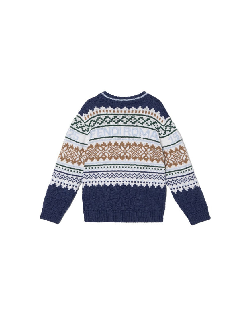 Girls Multi Color Jacquard Sweater 2