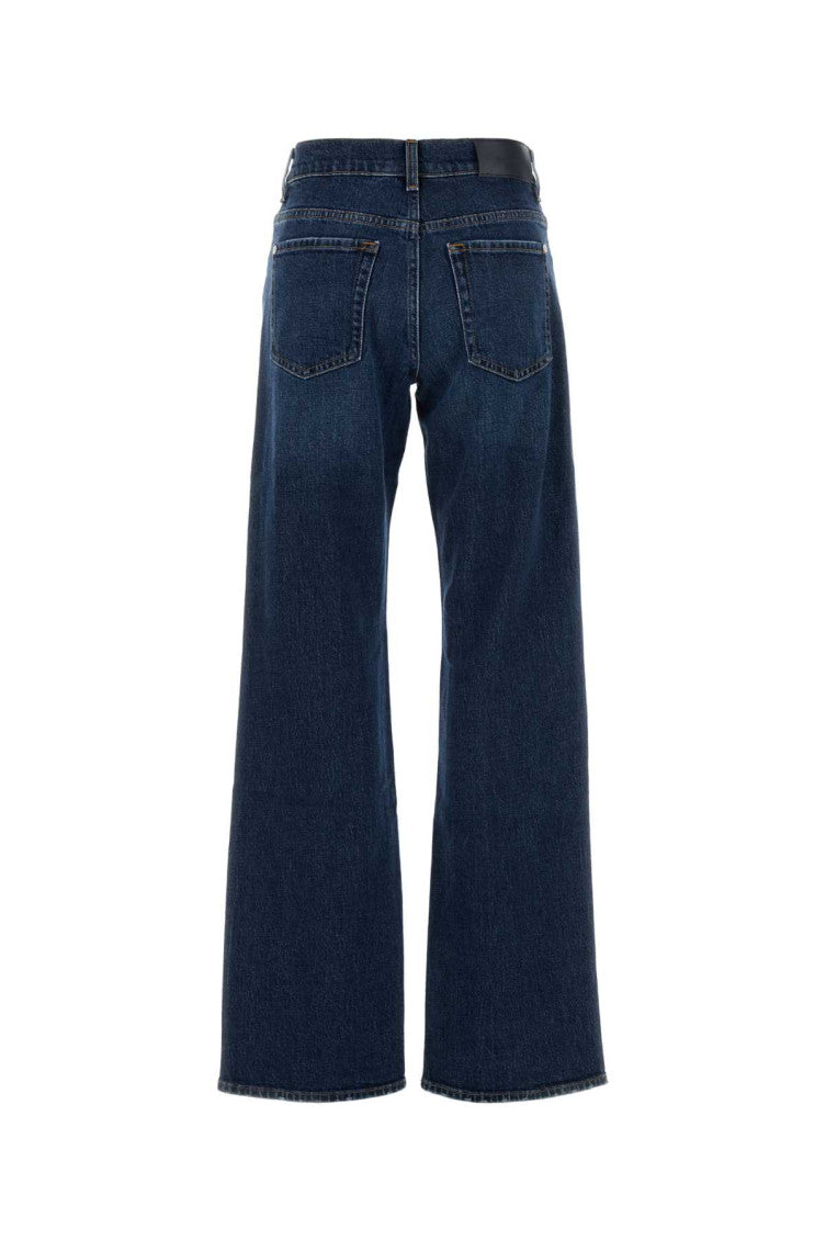 Dark Blue Flared High Rise Jeans 2