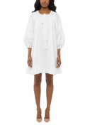 White Round Neck Mini Dress 1