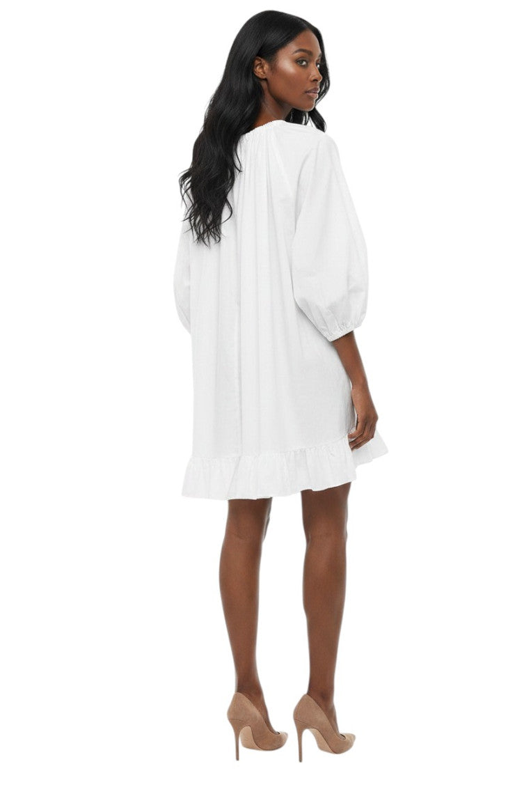 White Round Neck Mini Dress 2