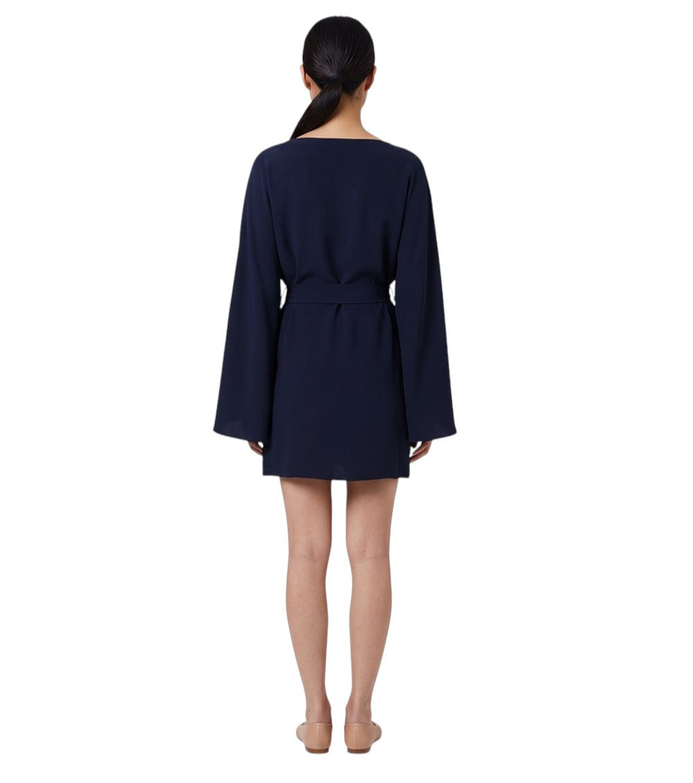Blue Boat Neck Mini Dress 4
