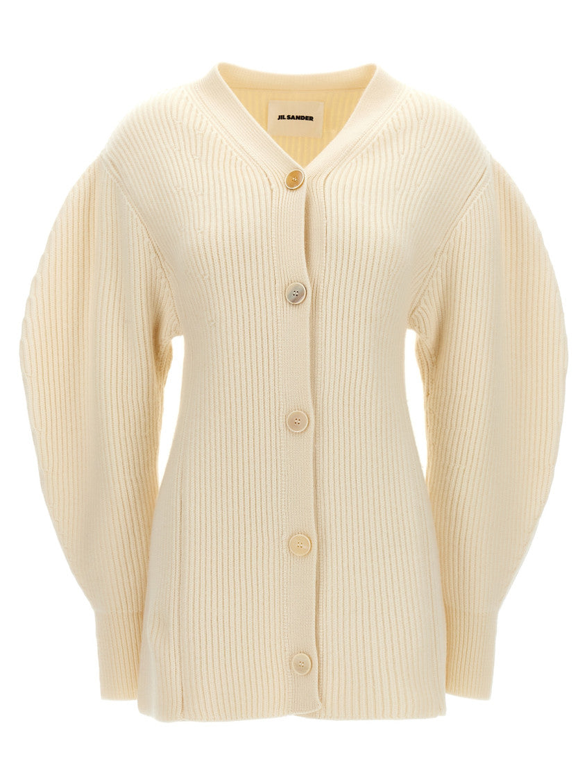 White V Neck Cardigan 1