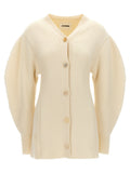 White V Neck Cardigan 1