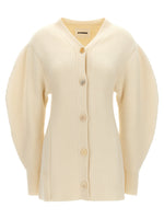 White V Neck Cardigan 1