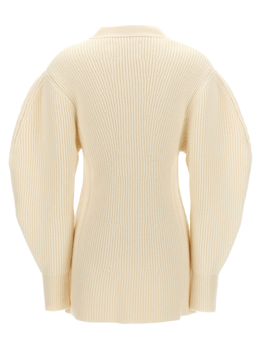 White V Neck Cardigan 2