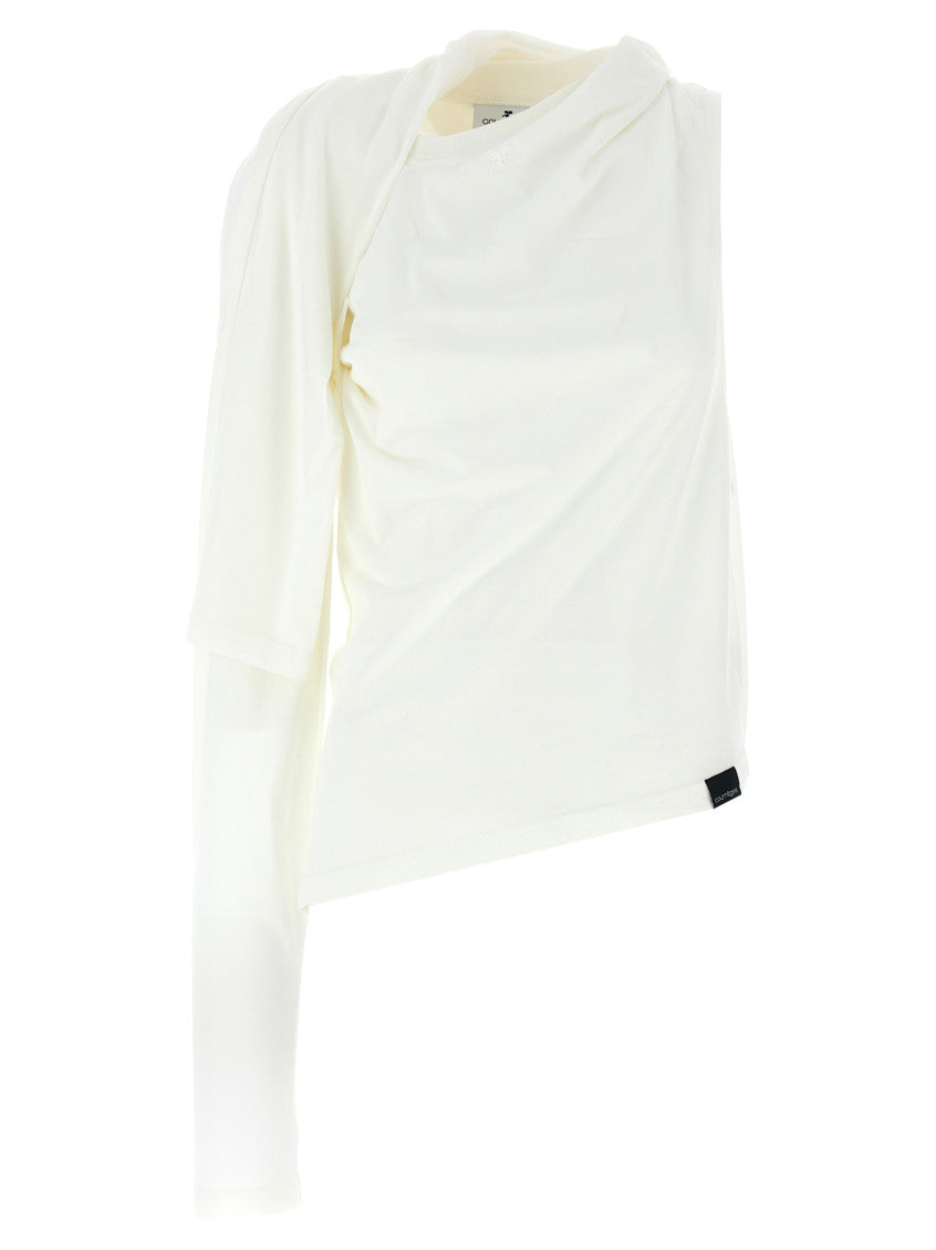 White Asymmetries Off The Shoulder T-shirt 1