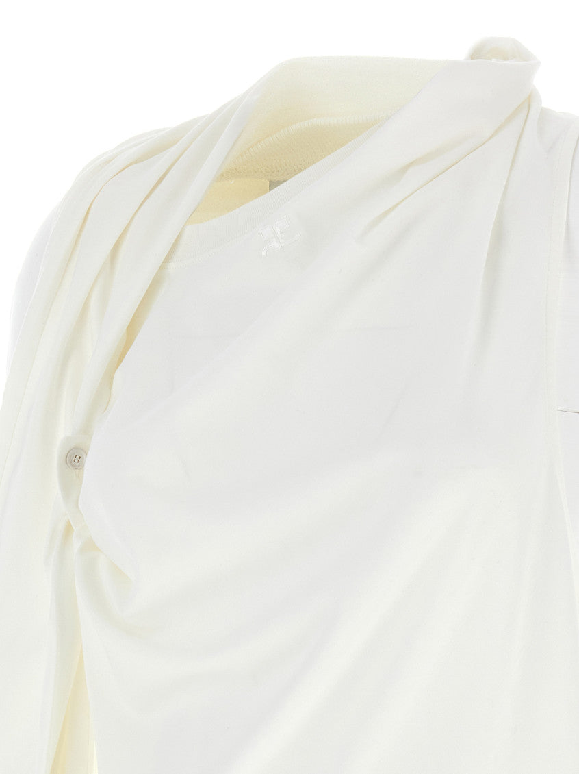 White Asymmetries Off The Shoulder T-shirt 4