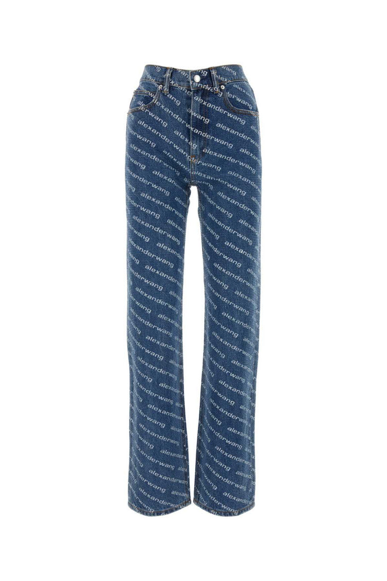 Blue Printed Denim Jeans 1