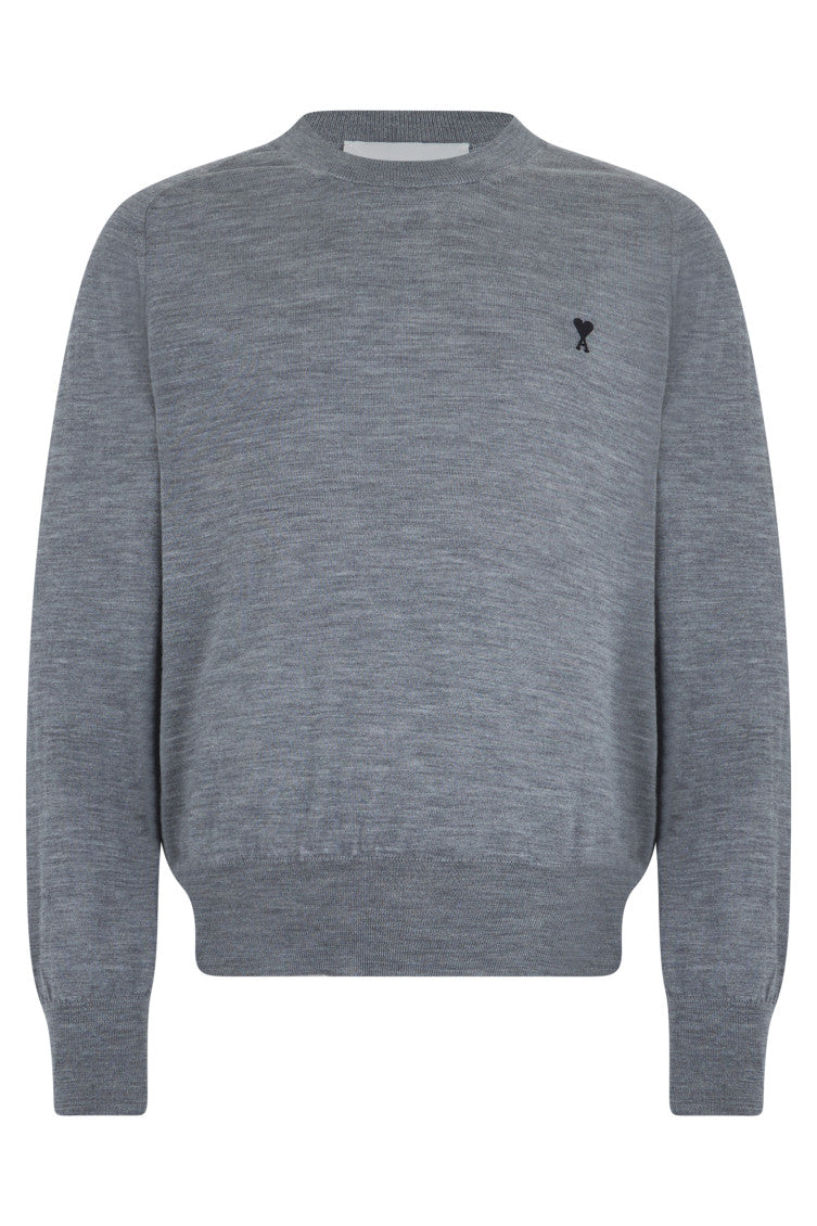Grey Solid Crew Neck Sweater 1