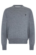 Grey Solid Crew Neck Sweater 1