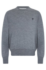 Grey Solid Crew Neck Sweater 1
