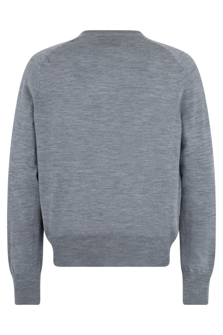Grey Solid Crew Neck Sweater 2