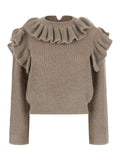 Beige Solid Round Neck Sweater 1