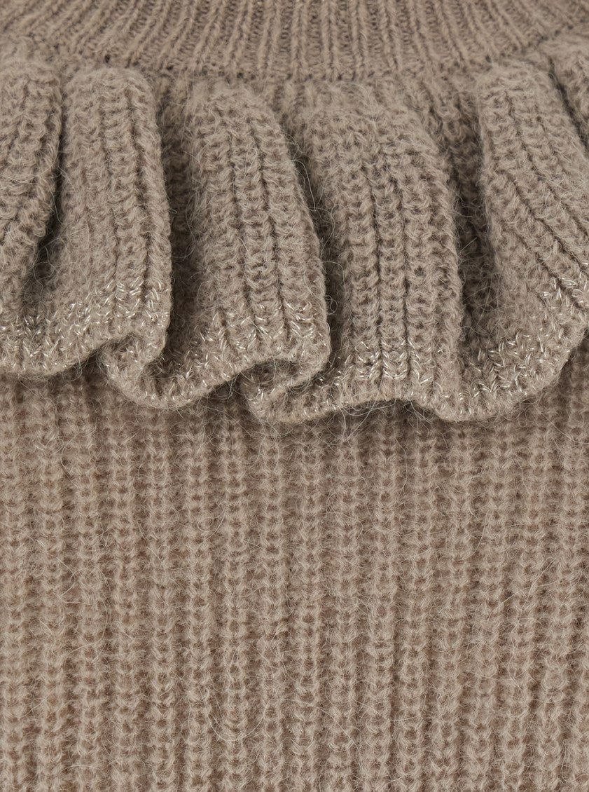 Beige Solid Round Neck Sweater 3