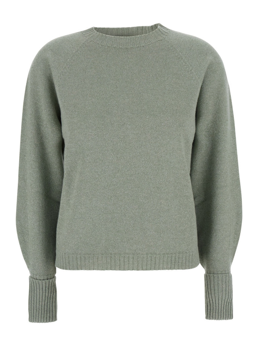Green Solid Crew Neck Sweater 1
