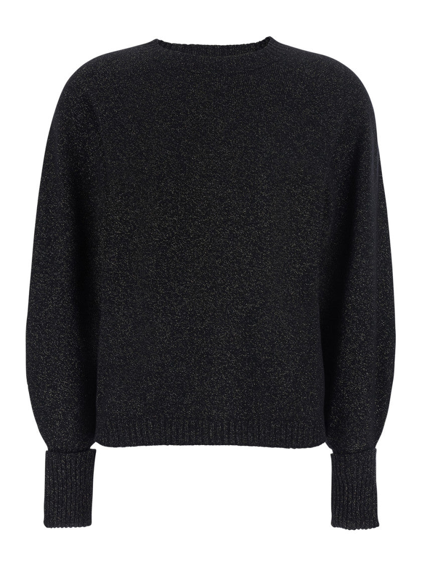 Black Knitted Crew Neck Sweater 1