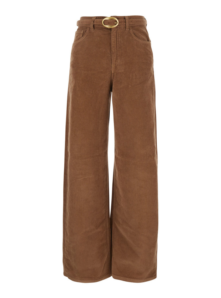 Brown Relaxed Flat Front Pant 1