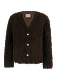 Brown Textured V Neck Cardigan 1