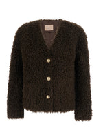 Brown Textured V Neck Cardigan 1