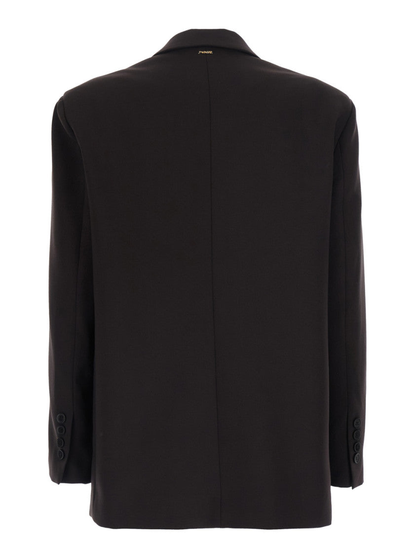 Dark Brown Peaked Lapel Blazer 2
