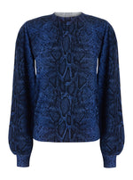 Blue Animal Print Crew Neck Sweater 1