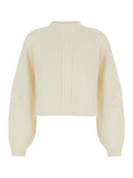 White Embroidered Mock Collar Sweater 1